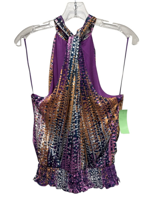 Ramy Brook Size L Purple, Orange & white Polyester Halter Neck Sleeveless Top Purple, Orange & white / L