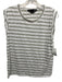 Veronica Beard Jeans Size L White & Green Pima Cotton Striped Rolled Cuffs Top White & Green / L