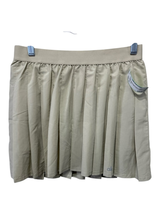 Alo Yoga Size M Khaki Beige Polyester Blend Elastic Waist Pleated Mini Skirt Khaki Beige / M