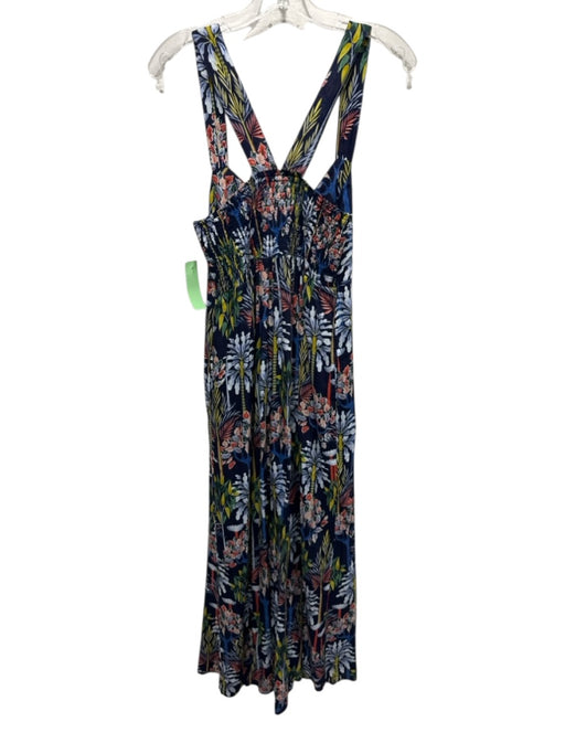 By Anthropologie Size S navy blue & multi Modal Floral & Leaf Print Jumpsuit navy blue & multi / S