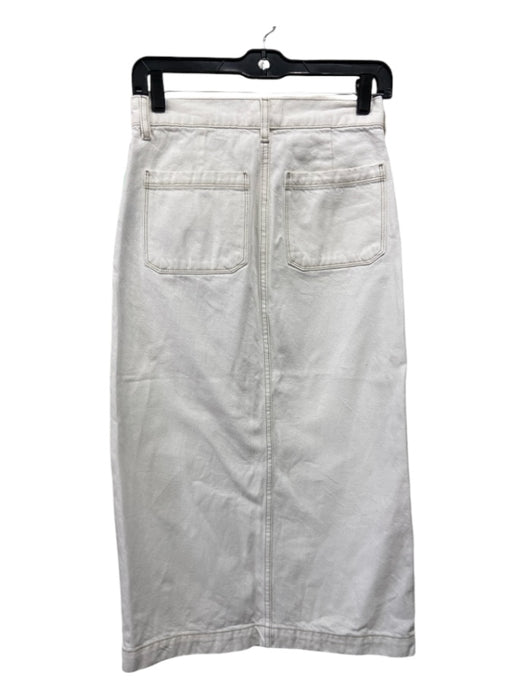 Frame Size 24 White Cotton Denim Pencil Button Up Front Pocket Skirt White / 24