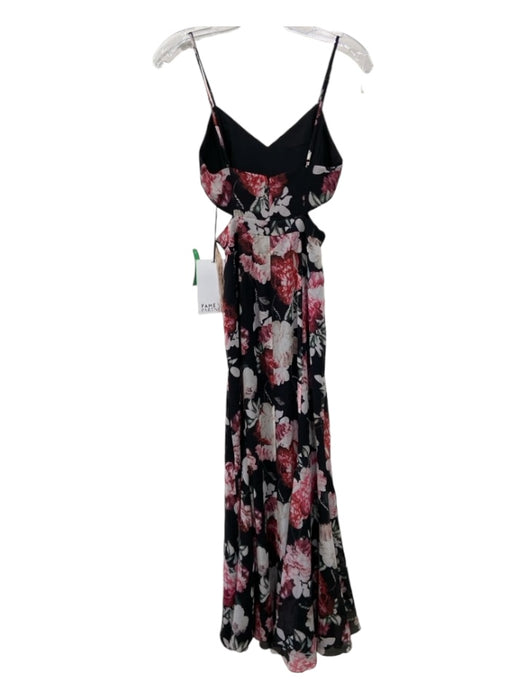 Fame and Partners Size 0 Black & Pink Print Polyester Floral Side Cut Outs Dress Black & Pink Print / 0