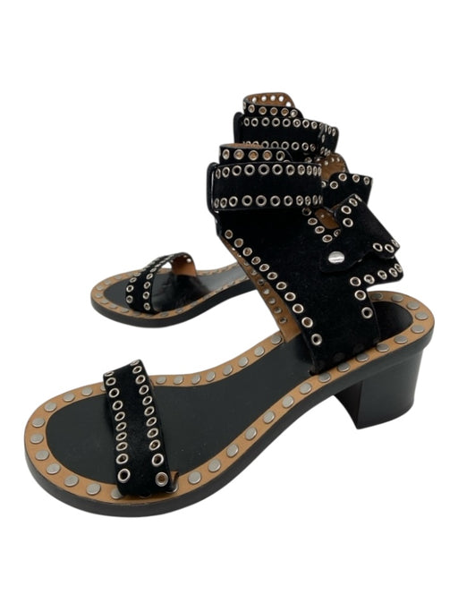 Isabel Marant Shoe Size 36 Black Suede Silver Hardware Grommet Sandals Black / 36