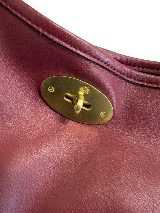 Mulberry Burgundy Red Leather Braided Detail Toggle Close Two Strap Tote Bag Burgundy Red / Large