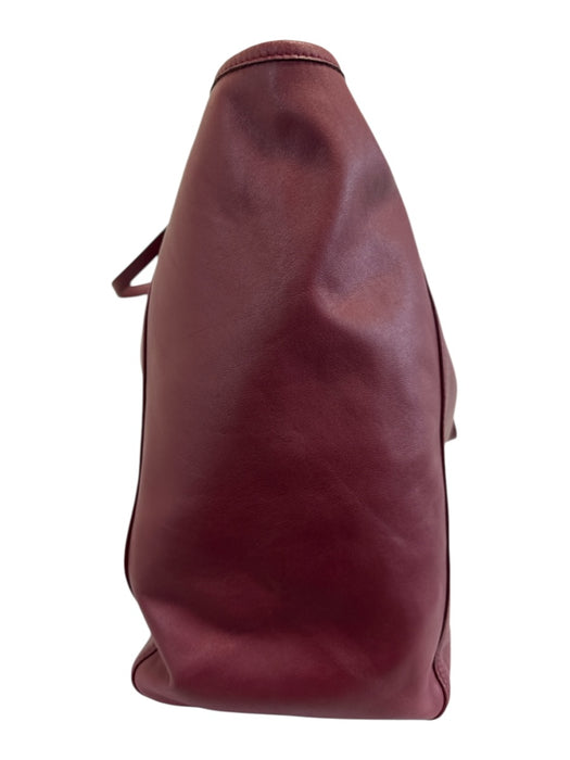 Mulberry Burgundy Red Leather Braided Detail Toggle Close Two Strap Tote Bag Burgundy Red / Large