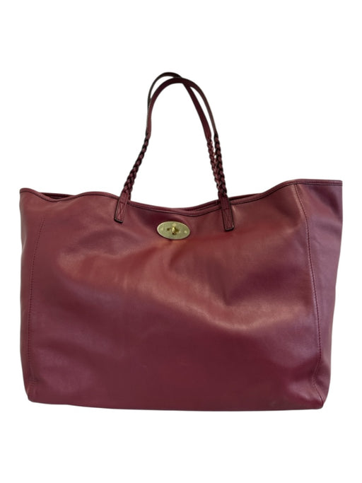 Mulberry Burgundy Red Leather Braided Detail Toggle Close Two Strap Tote Bag Burgundy Red / Large