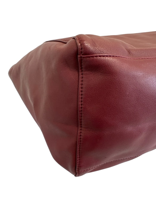 Mulberry Burgundy Red Leather Braided Detail Toggle Close Two Strap Tote Bag Burgundy Red / Large