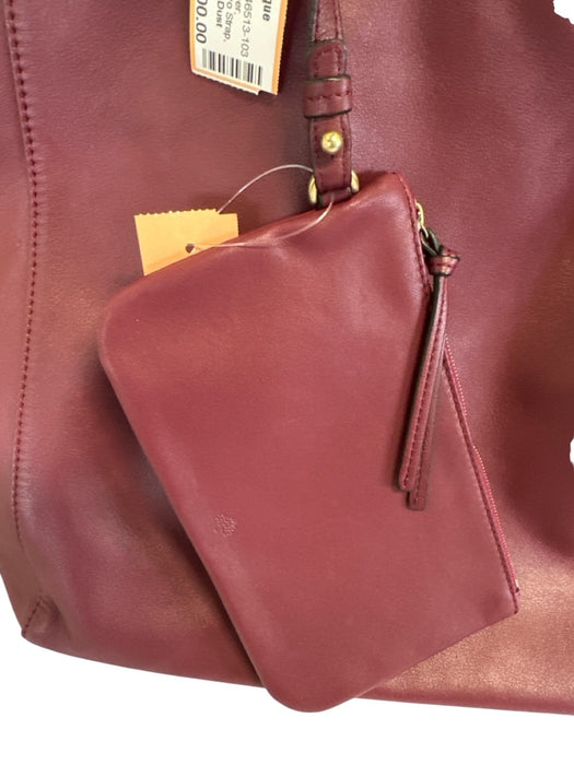Mulberry Burgundy Red Leather Braided Detail Toggle Close Two Strap Tote Bag Burgundy Red / Large