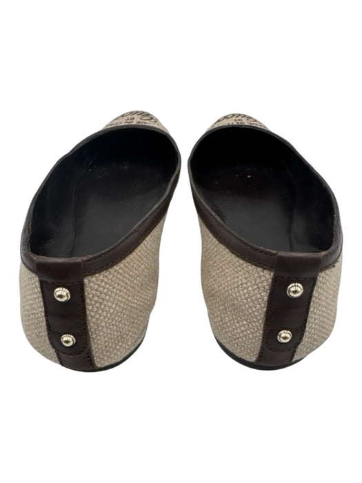 Gucci Shoe Size 40 Beige & Brown Textile & Leather Upper Logo Round Toe Flats Beige & Brown / 40