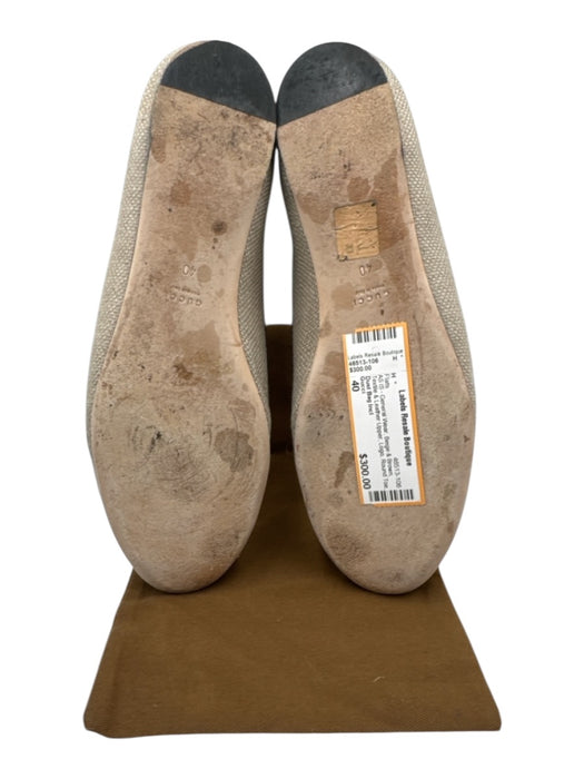 Gucci Shoe Size 40 Beige & Brown Textile & Leather Upper Logo Round Toe Flats Beige & Brown / 40
