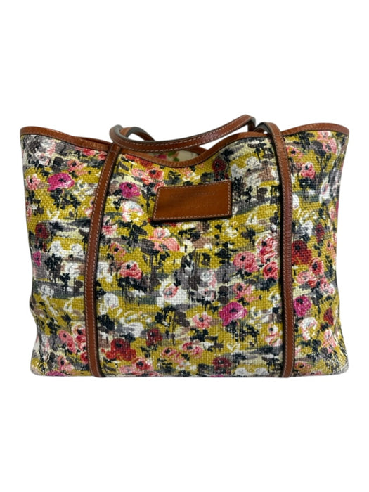Dolce & Gabbana Yellow, Pink, Gray, Black Canvas Leather trim Floral Logo Bag Yellow, Pink, Gray, Black / Medium