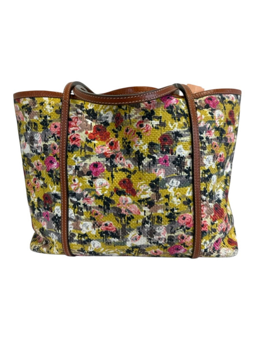 Dolce & Gabbana Yellow, Pink, Gray, Black Canvas Leather trim Floral Logo Bag Yellow, Pink, Gray, Black / Medium