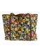 Dolce & Gabbana Yellow, Pink, Gray, Black Canvas Leather trim Floral Logo Bag Yellow, Pink, Gray, Black / Medium