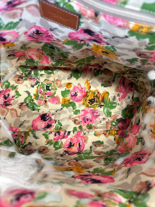 Dolce & Gabbana Yellow, Pink, Gray, Black Canvas Leather trim Floral Logo Bag Yellow, Pink, Gray, Black / Medium