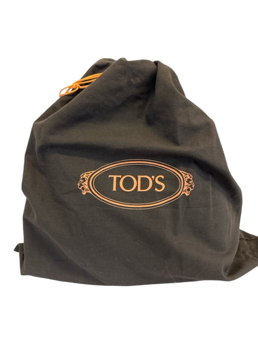 Tod's Brown & Beige Canvas & Leather Top Handle Snake Skin Print Bag Brown & Beige / Large