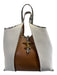 Tod's Brown & Beige Canvas & Leather Top Handle Snake Skin Print Bag Brown & Beige / Large