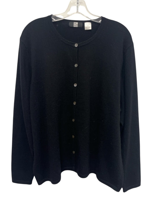Saks Fifth Ave Size 3X Black Cashmere Long Sleeve Button Front Knit Sweater Black / 3X