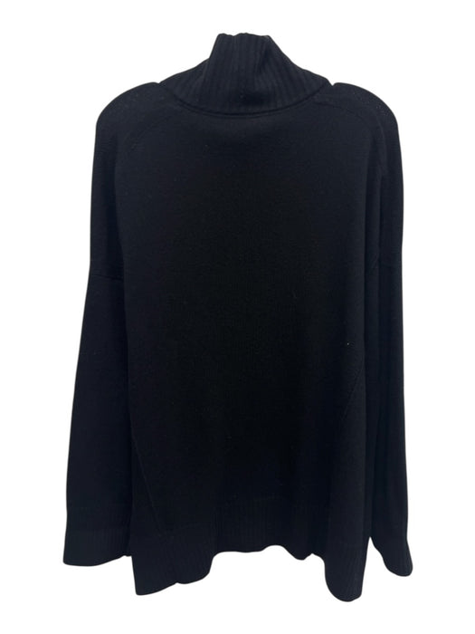 Lafayette 148 Size XL Black Wool Blend Long Sleeve Zip Front turtle neck Sweater Black / XL