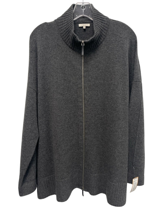 Lafayette 148 Size XL Gray Wool Blend Long Sleeve Zip Front turtle neck Sweater Gray / XL