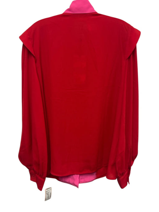 Tuckernuck Size XL Pink & Red Polyester Long Sleeve Pleated Colorblock Top Pink & Red / XL