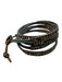 Chan Luu slate blue & brown Leather Knots Crystals Beaded Bracelet slate blue & brown