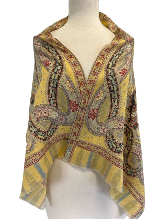 Etro Yellow, Red, Blue Fringe Paisley Rectangle scarf Yellow, Red, Blue / Medium