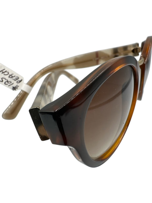 Burberry Mixed Brown Acetate Tortoise Plaid Gold Hardware Round Sunglasses Mixed Brown