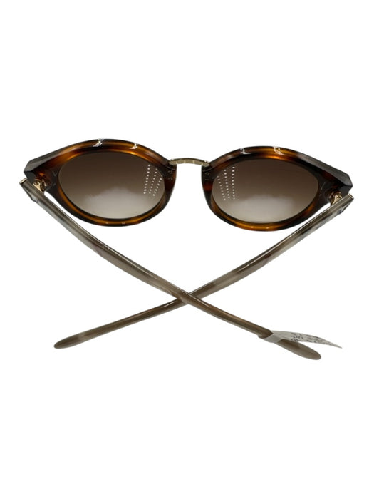 Burberry Mixed Brown Acetate Tortoise Plaid Gold Hardware Round Sunglasses Mixed Brown
