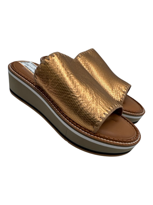 Clergerie Shoe Size 41 Brown Leather Upper open toe Metallic Flat Sandals Brown / 41