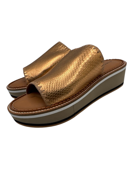 Clergerie Shoe Size 41 Brown Leather Upper open toe Metallic Flat Sandals Brown / 41