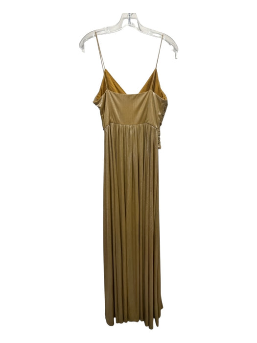 Retrofete Size S Gold Polyester & Spandex Shimmer Spaghetti Strap Pleated Gown Gold / S