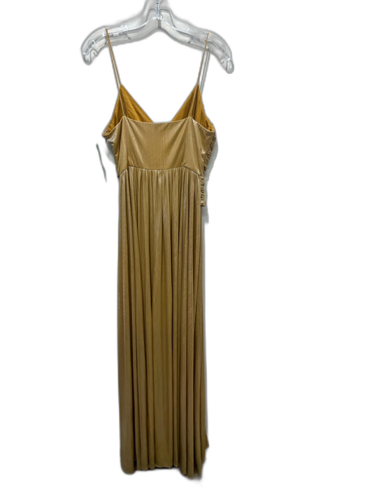 Retrofete Size S Gold Polyester & Spandex Shimmer Spaghetti Strap Pleated Gown Gold / S