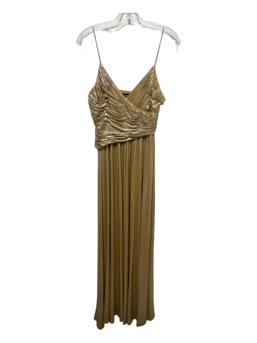 Retrofete Size S Gold Polyester & Spandex Shimmer Spaghetti Strap Pleated Gown Gold / S
