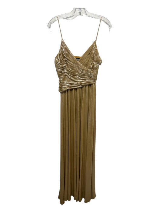 Retrofete Size S Gold Polyester & Spandex Shimmer Spaghetti Strap Pleated Gown Gold / S