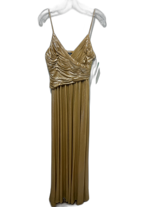 Retrofete Size S Gold Polyester & Spandex Shimmer Spaghetti Strap Pleated Gown Gold / S