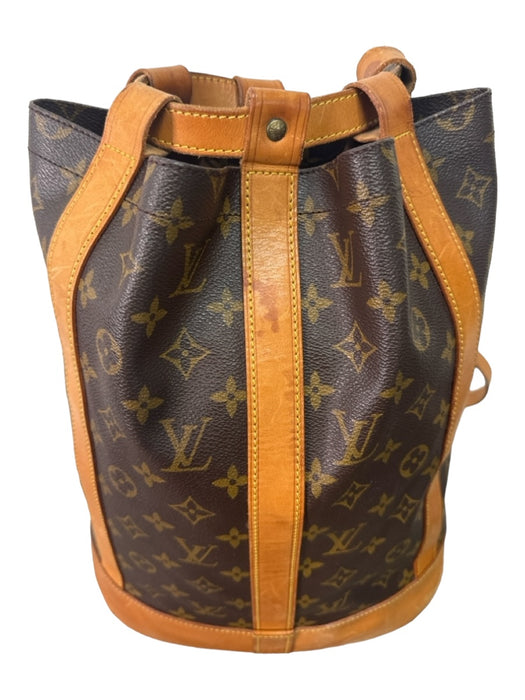 Louis Vuitton Brown Leather Monogram bucket Side Straps Dustbag Inc. Bag Brown / M