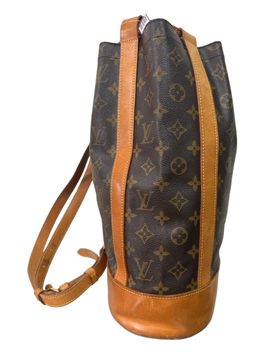 Louis Vuitton Brown Leather Monogram bucket Side Straps Dustbag Inc. Bag Brown / M