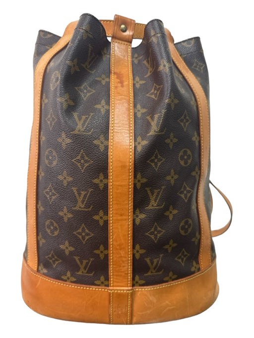 Louis Vuitton Brown Leather Monogram bucket Side Straps Dustbag Inc. Bag Brown / M