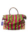 Tumi Pink & Green Canvas & Leather Striped Tote Double Top Handle Bag Pink & Green / XL