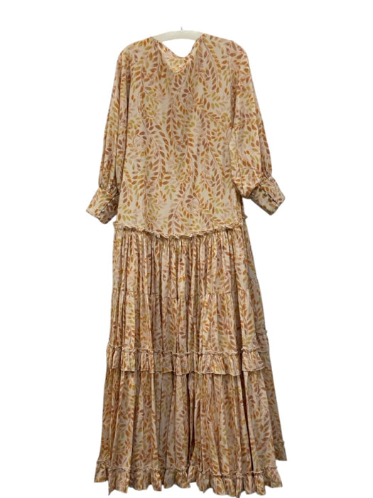 KLEID Size XS Cream & Yellow Polyester & Cotton Tiered V Neck Gown Cream & Yellow / XS