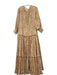 KLEID Size XS Cream & Yellow Polyester & Cotton Tiered V Neck Gown Cream & Yellow / XS