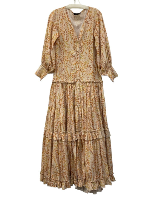 KLEID Size XS Cream & Yellow Polyester & Cotton Tiered V Neck Gown Cream & Yellow / XS