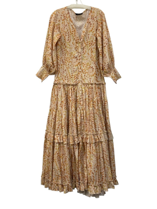 KLEID Size XS Cream & Yellow Polyester & Cotton Tiered V Neck Gown Cream & Yellow / XS