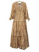 KLEID Size XS Cream & Yellow Polyester & Cotton Tiered V Neck Gown Cream & Yellow / XS