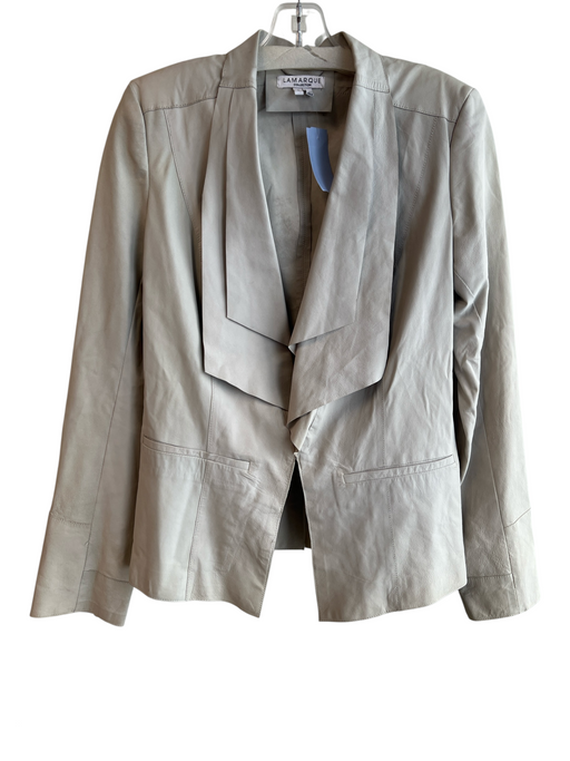 Lamarque Size 6 Mint Leather Silver Hardware Shoulder Pads Suede Jacket Mint / 6