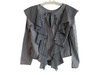 Milly Size Est S Black & White Cotton Striped Side Zip Tie Front Long Sleeve Top Black & White / Est S