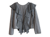 Milly Size Est S Black & White Cotton Striped Side Zip Tie Front Long Sleeve Top Black & White / Est S