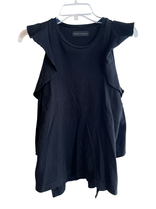 Citizens of Humanity Size S Black Cotton Sleeveless Round Neck Drape Top Black / S