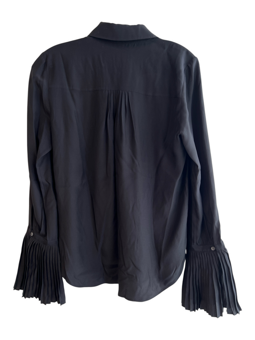 Frame Size S Black Silk Pleated Button Down Button Up Pleated Wrist Top Black / S
