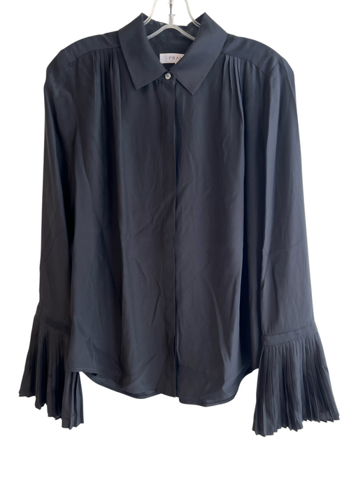 Frame Size S Black Silk Pleated Button Down Button Up Pleated Wrist Top Black / S